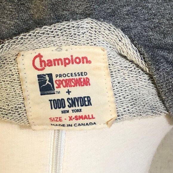 Champion + Todd Snyder Heather Gray Raglan Short Sleeve Sweatshirt XS - Picture 7 of 7